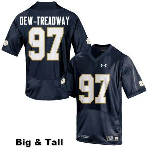 Notre Dame Fighting Irish Men's Micah Dew-Treadway #97 Navy Blue Under Armour Authentic Stitched Big & Tall College NCAA Football Jersey JQR8899PY